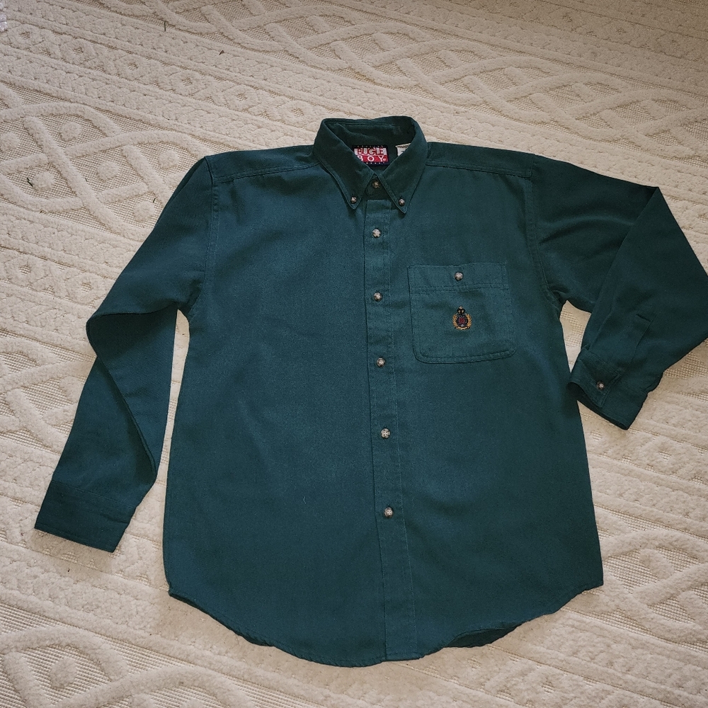 M  Dark Green Boys Button-Down Shirt